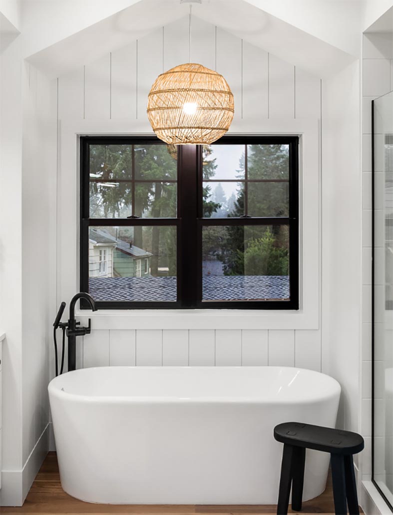 free standing white ceramic bathtub