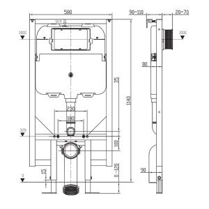 Argent 80 In Wall Cistern and Frame - Mechanical IN48905_SPEC