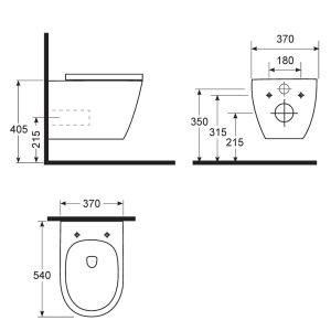 Argent Vista Hygienicflush Wall Hung Toilet Inclusive of Pan and Seat Only 8991001S4B_SPEC