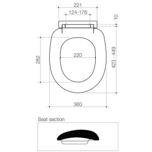 Caroma Profile Soft Close Seat Plastic Hinge 300016W_SPEC