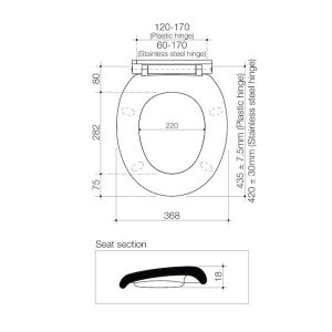 Caroma Trident Seat - White with GermGard® 301104W_SPEC