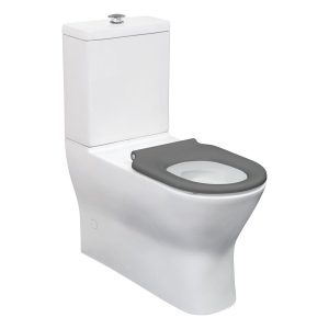 Fienza Delta Care Back-to-Wall Toilet Suite, Gloss White with Grey Seat K013G