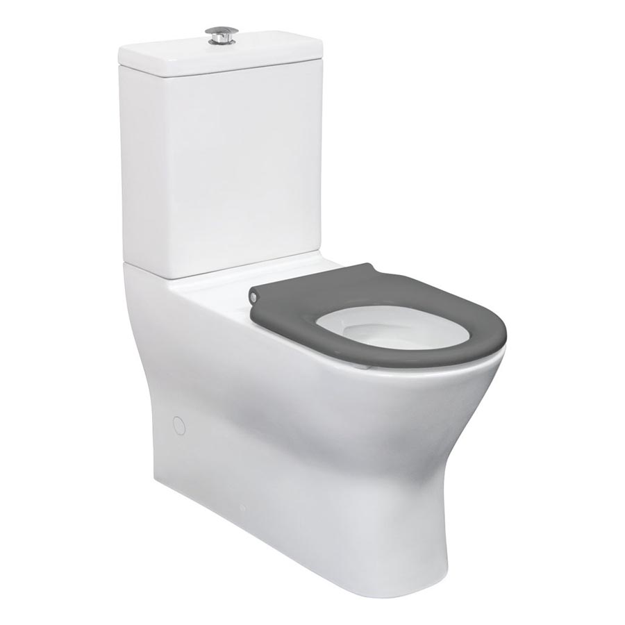 Fienza Delta Care Back-to-Wall Toilet Suite, Gloss White with Grey Seat K013G