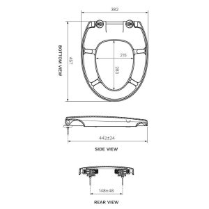 Parisi Envy II Soft Close Seat (Lift off Hinge) PN5112_SPEC