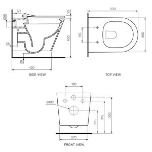 Parisi Linfa Wall Hung Toilet Pan Rimless (Including Pressalit Seat) PN78P_SPEC