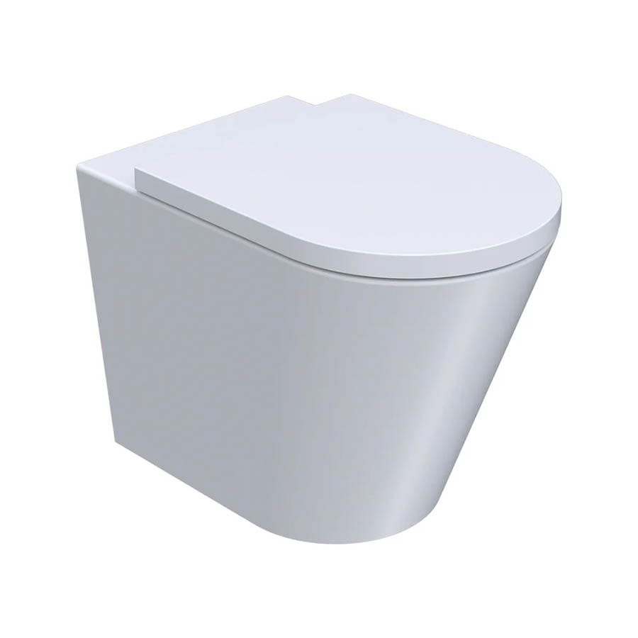 Parisi Linfa Wall Faced Pan Rimless (including Soft Close Seat), Universal S & P Trap PN770