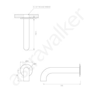 Astrawalker Icon Wall Spout 150mm Length, Ø25mm_SPEC