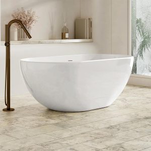 Cassa Desgin Egg Shape 1530mm Freestanding Bathtub with Overflow GLOSS WHITE_IMG1