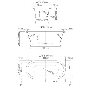 Dadoquartz Liberty Freestanding Bathtub SBM142SKIRTBS_IMG4