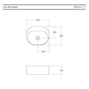 Omvivo Lili 400 Wall Basin Option with or without 1TH Matt White_SPEC
