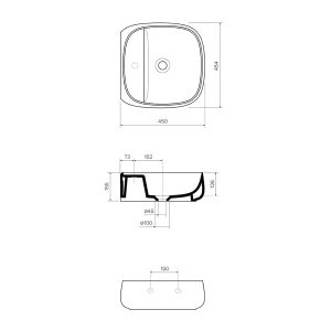 Parisi Seed Wall Basin (45x45x15H) Option with or without 1TH Gloss White_SPEC
