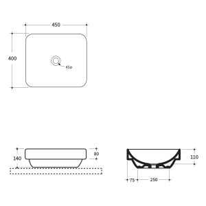 Studio Bagno Element 45 Semi-Inset Gloss White Basin ELE45_IMG3