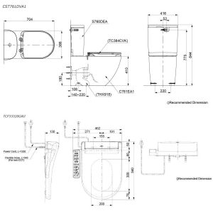 Toto Basic+ Back to Wall Close Coupled Toilet with S2 Washlet CST761DVA1_TCF33320GAU_IMG2