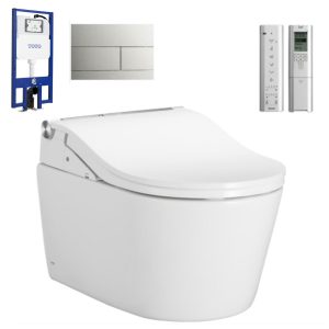 Toto Wall Hung Toilet with Washlet RW wStainless Steel Flush Plate CW542EME5AUNW1 TCF802C2AT_WH172AUAT_MB171M#SS_IMG1