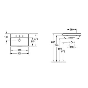 Villeroy & Boch Avento 550 Wall Basin with Overflow 1TH 4A005501CB_IMG2