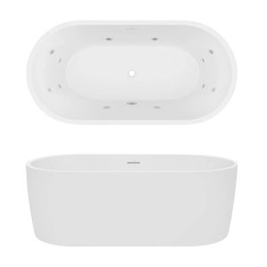 Decina Elisi 1700 Freestanding Spa Bath 12-Jets with Integrated Overflow 1700mm EI1700FSCNWIO_IMG1