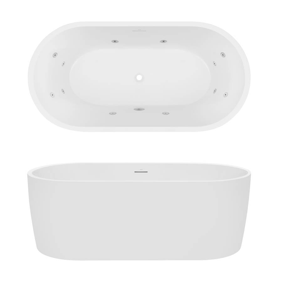 Decina Elisi 1700 Freestanding Spa Bath 12-Jets with Integrated Overflow 1700mm EI1700FSCNWIO_IMG1